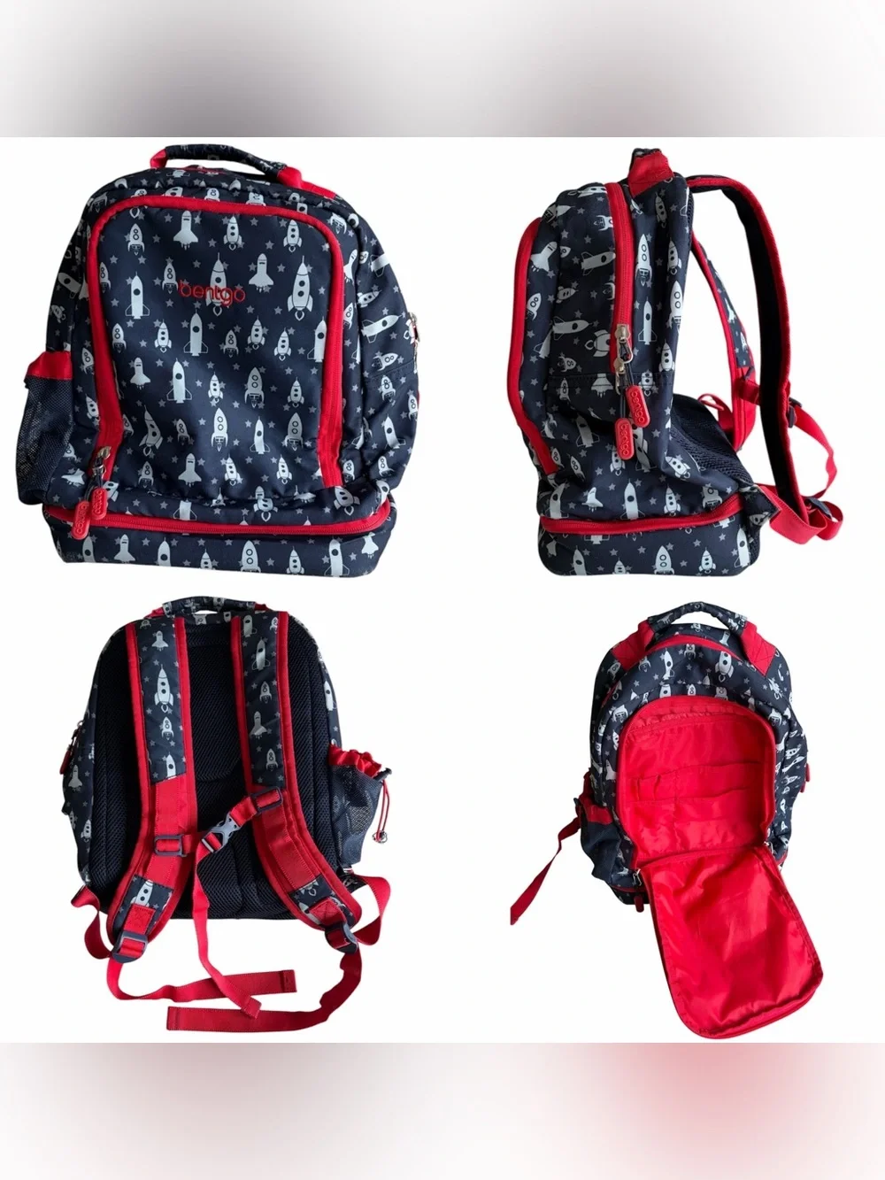 Bentgo 2-in-1 Kids Navy Rocket Print Backpack with Built-in Lunch Bag